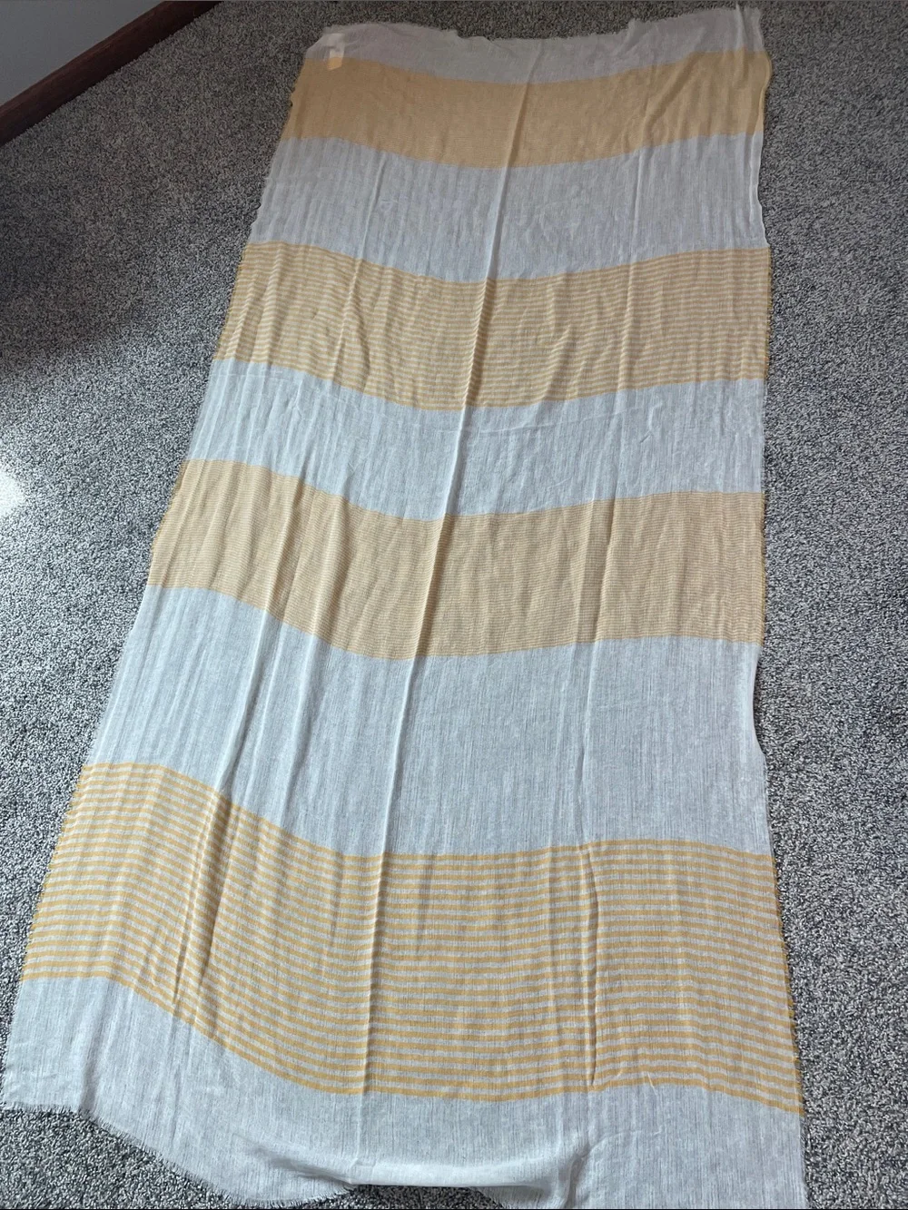 Ann Taylor Striped Yellow and White Lightweight Scarf NWT